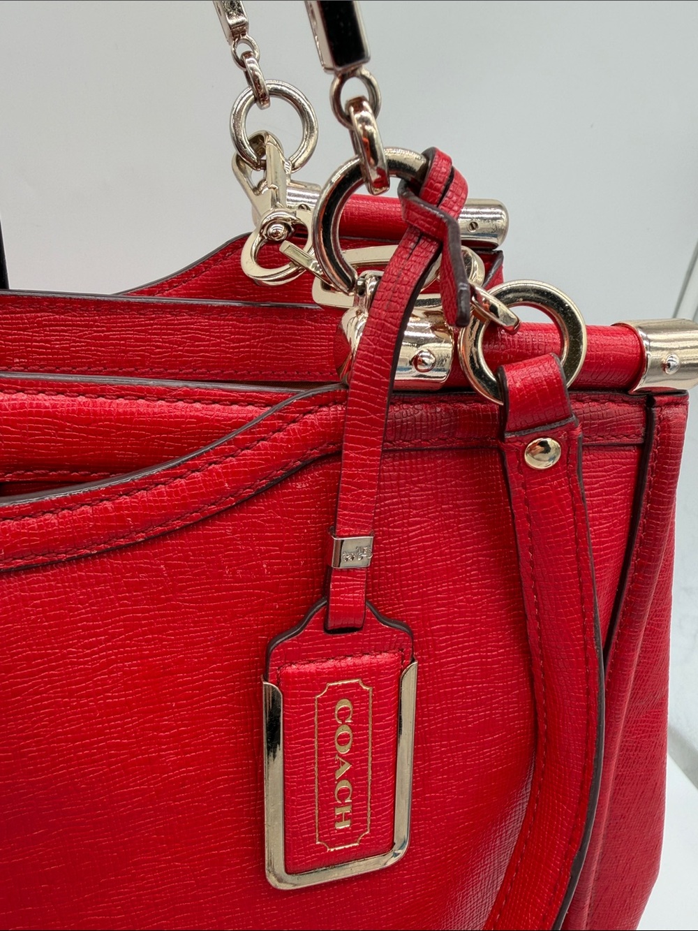 Coach Madison Pinnacle Carrie Satchel/Shoulder Bag Cherry Red #25245 - Picture 2 of 16